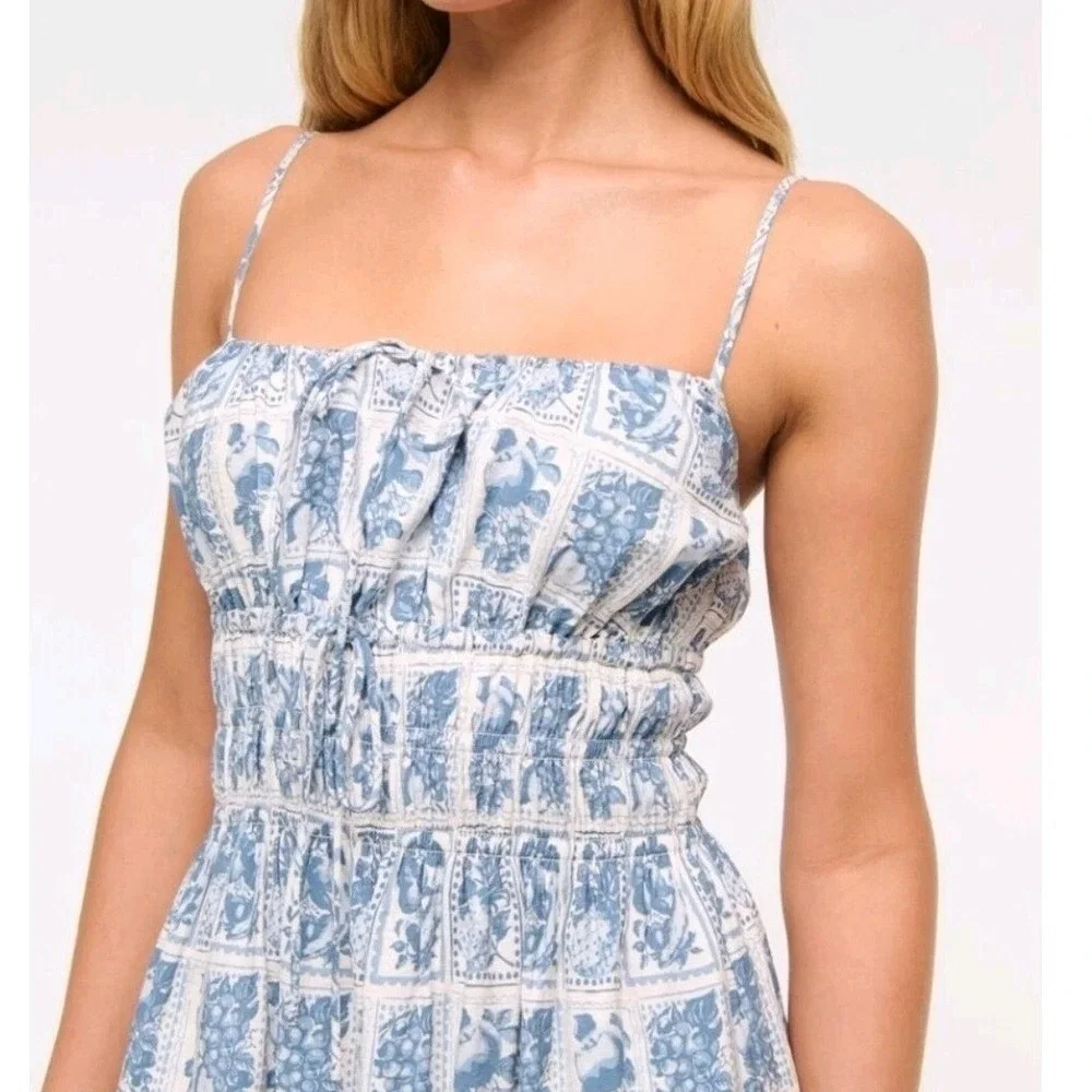Abercrombie & Fitch Blue and White Maxi Dress Sz XLP